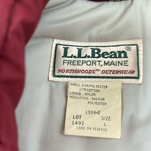 Vintage 80s LLbean Winter Insulated Burgundy Winter Snow Ski Jacket Coat L - Picture 8 of 15